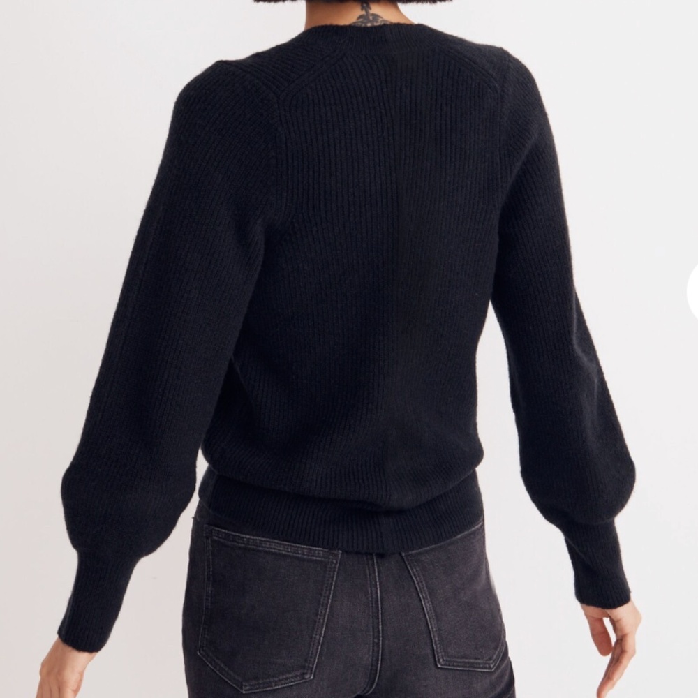 Madewell Melwood Square-Neck Pullover Sweater True Black Coziest Yarn Size M - Picture 3 of 12